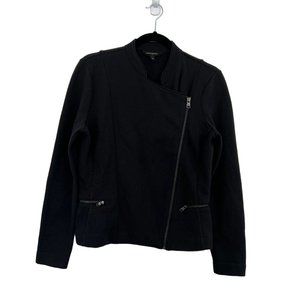 Banana Republic Womens Black Asymmetrical Zip Knit Moto Jacket Size Small